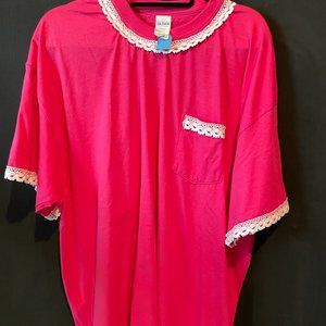 275 Scoop neck tee with lace accents